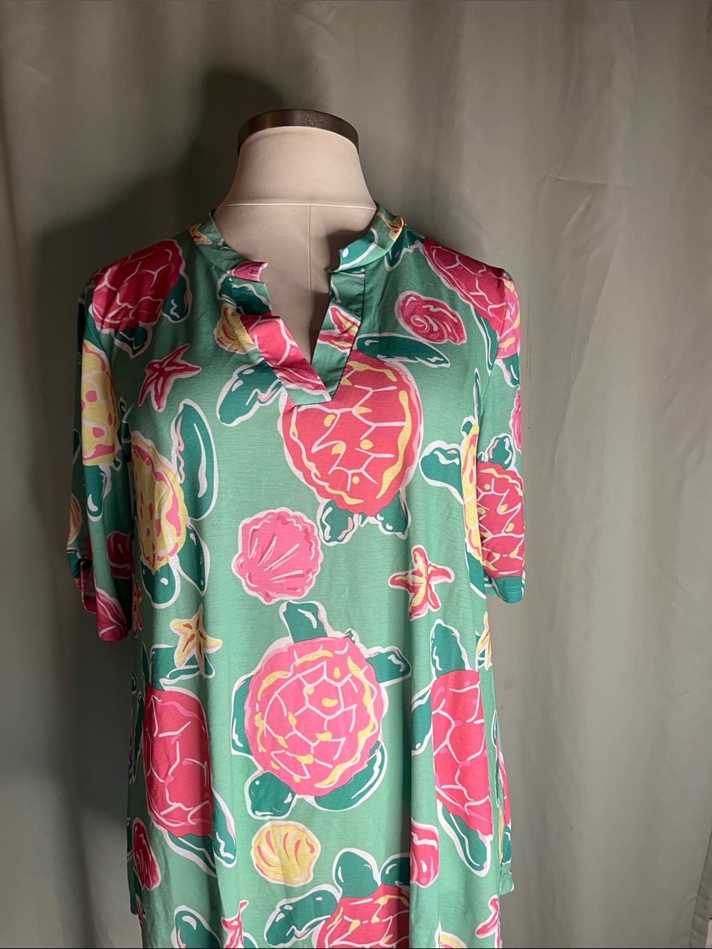 Simply Southern Topsail Mint Green Shell & Sea Turtle Floral Top